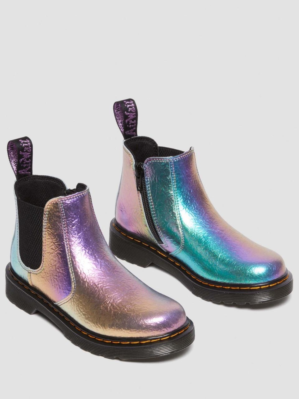New Dr. Martens Iridescent Metallic Chelsea Boots 2976Rainbow Sheen Junior